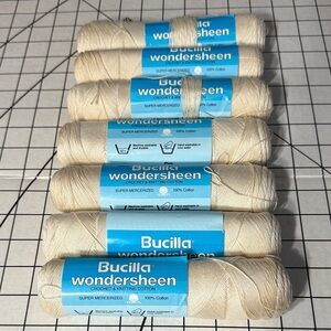 Vintage Bucilla Wondersheen Crochet Cotton – 7 Skeins, 400 Yds Each – Cream Ecru